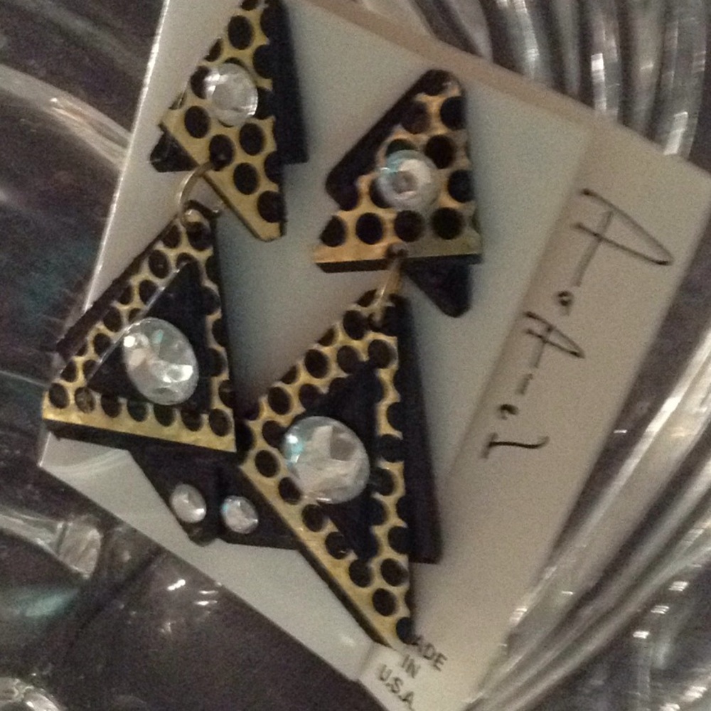 Honeycomb Gold black retro handmade earrings